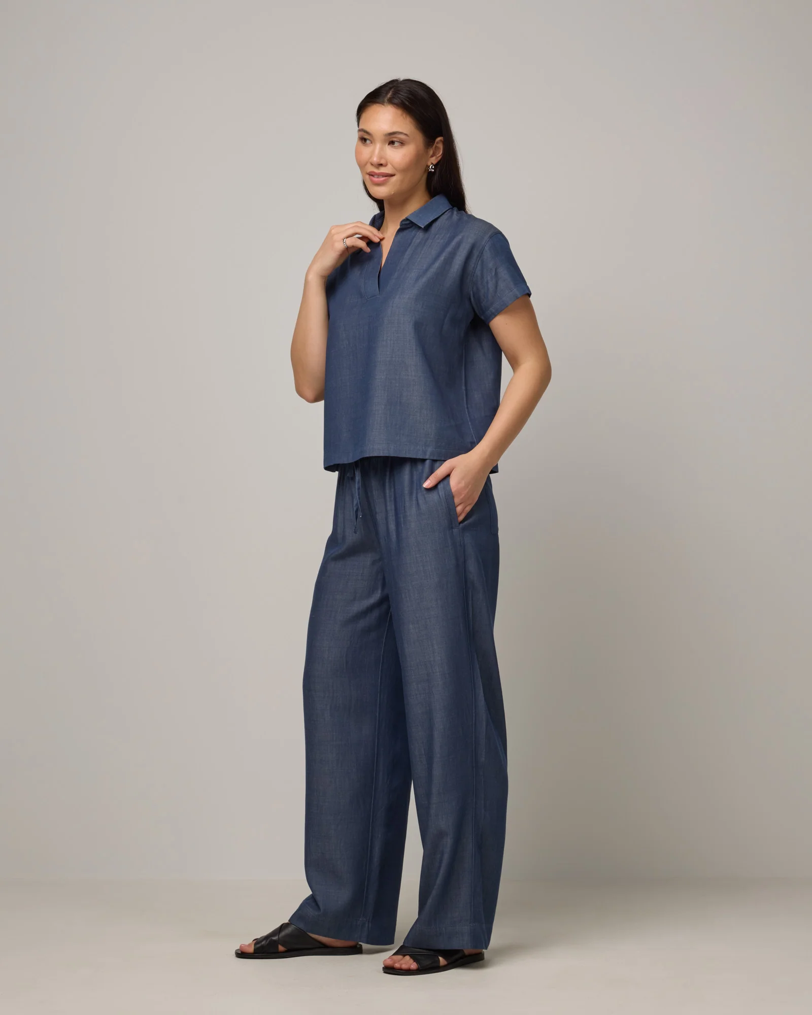 Erin Chambray Wide Leg Pant - Image 4
